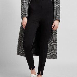 Express Super High Waisted Seamed Slit Front Ponte Leggings NWT Small Black
